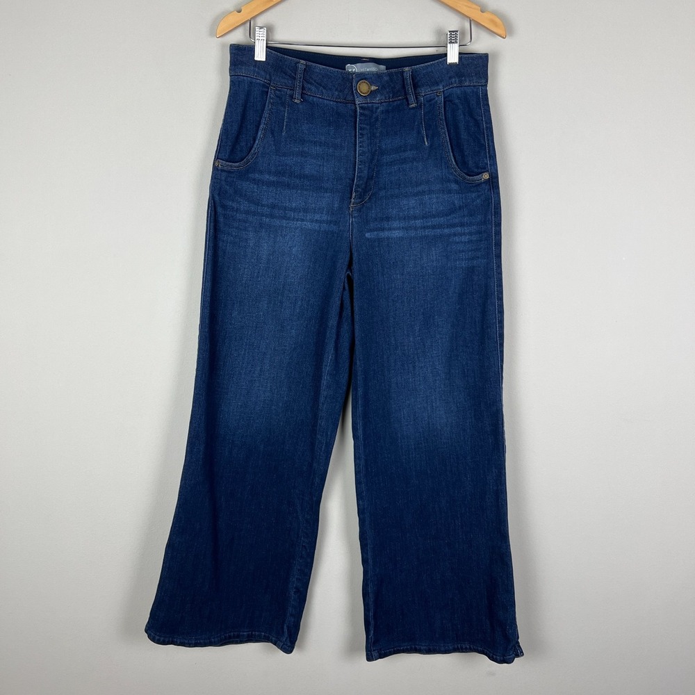Wit & Wisdom Jeans Women 12 Dark Wash Blue Whitney 'Ab'Solution Skyrise Wide Leg